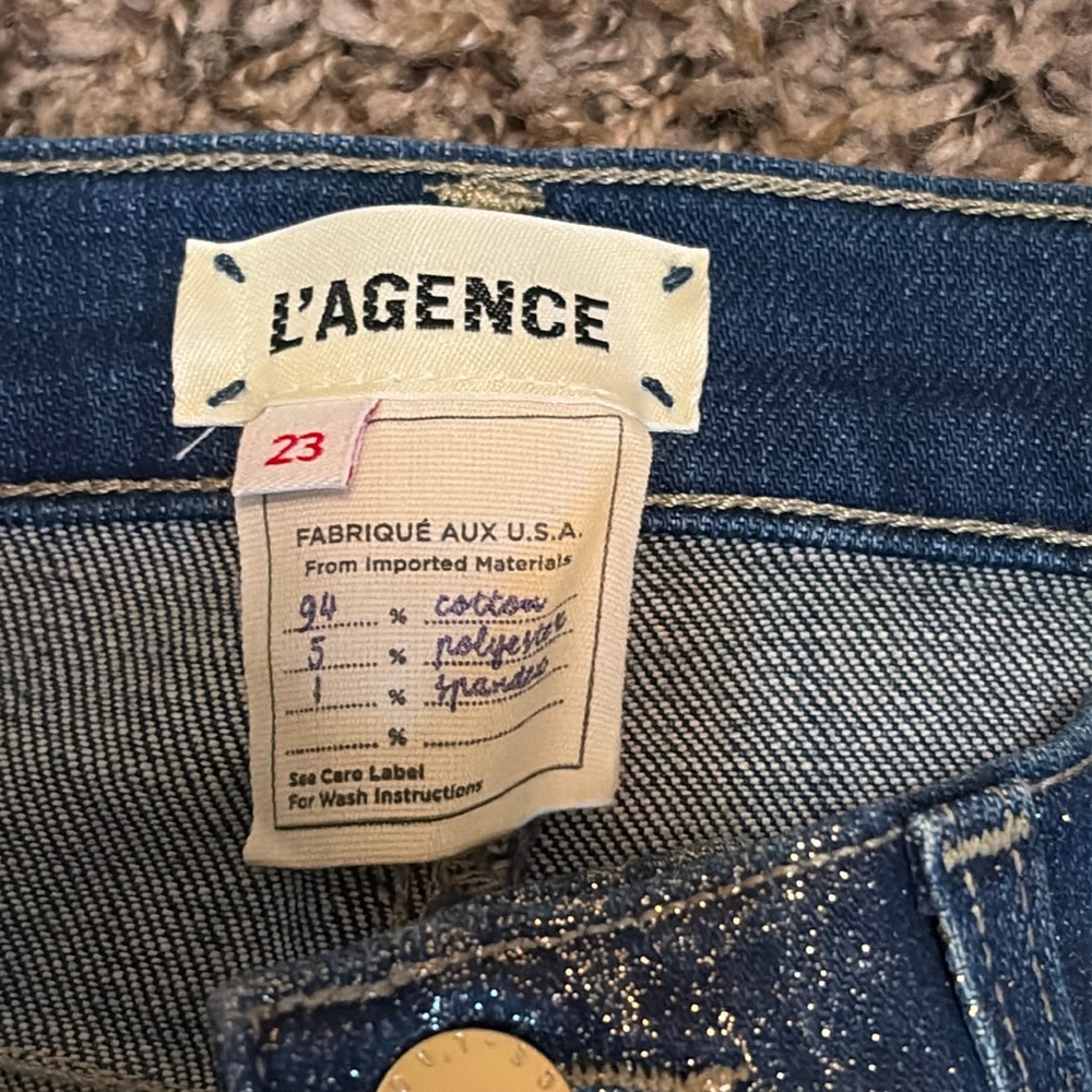L’AGENCE El Matador Fremont women’s  Glitter Coated skinny Jeans 23 NWOT - Picture 6 of 8